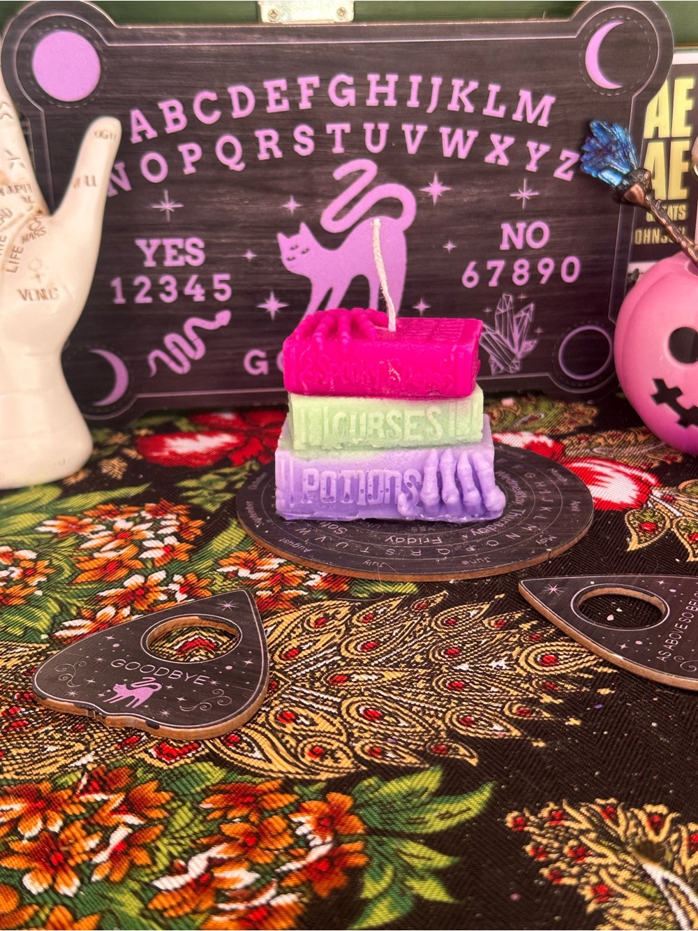 Mini Stacked Spell Books Candle | Witchy Book Candle | Gothic Library Decor